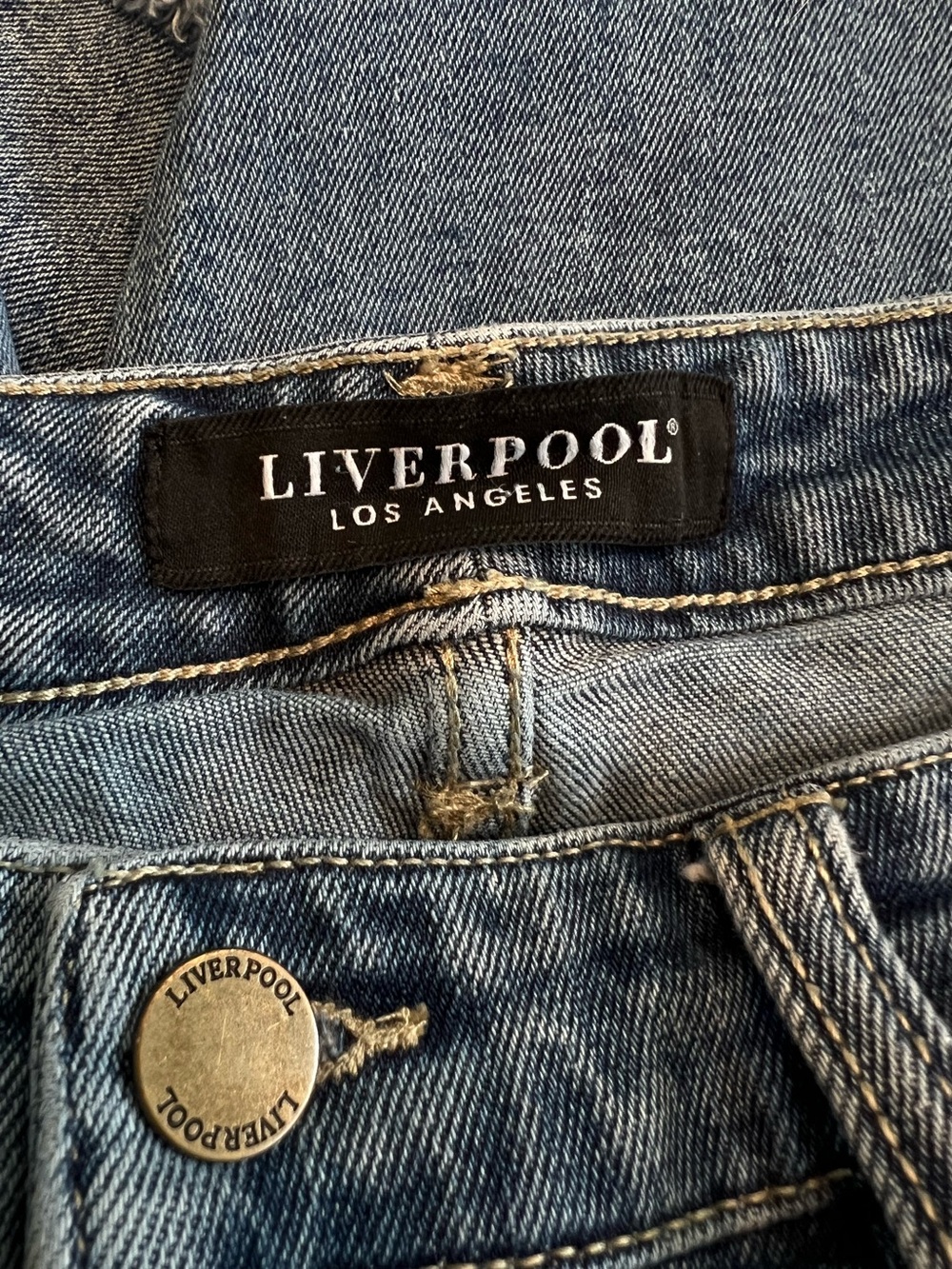 Liverpool Distressed Crop Girlfriend Jean High Rise Size 8 29 Medium Blue Denim - Picture 10 of 12
